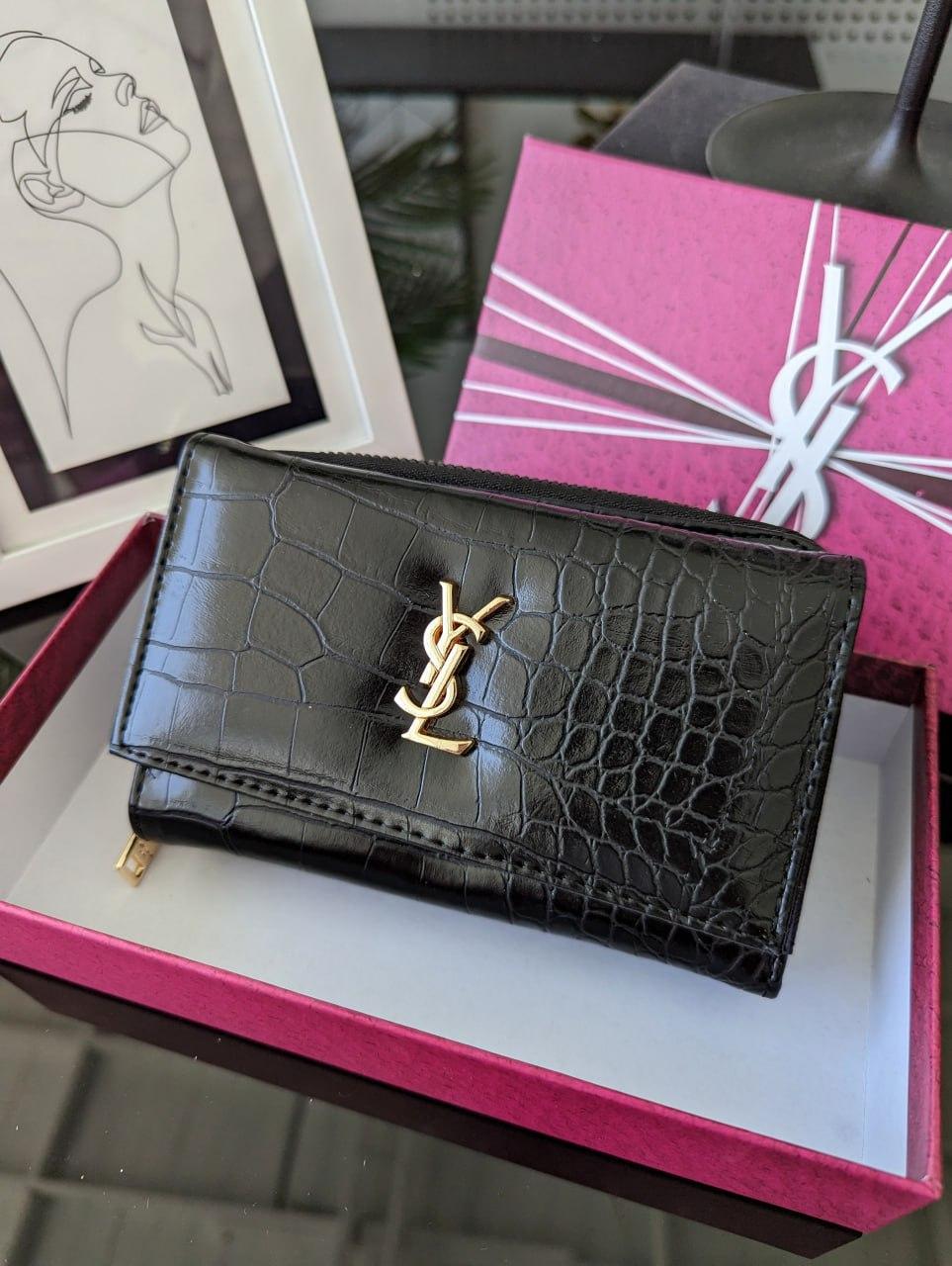 Жіночий гаманець Saint laurent конверт рептилія — Ів Сен Лоран чорний