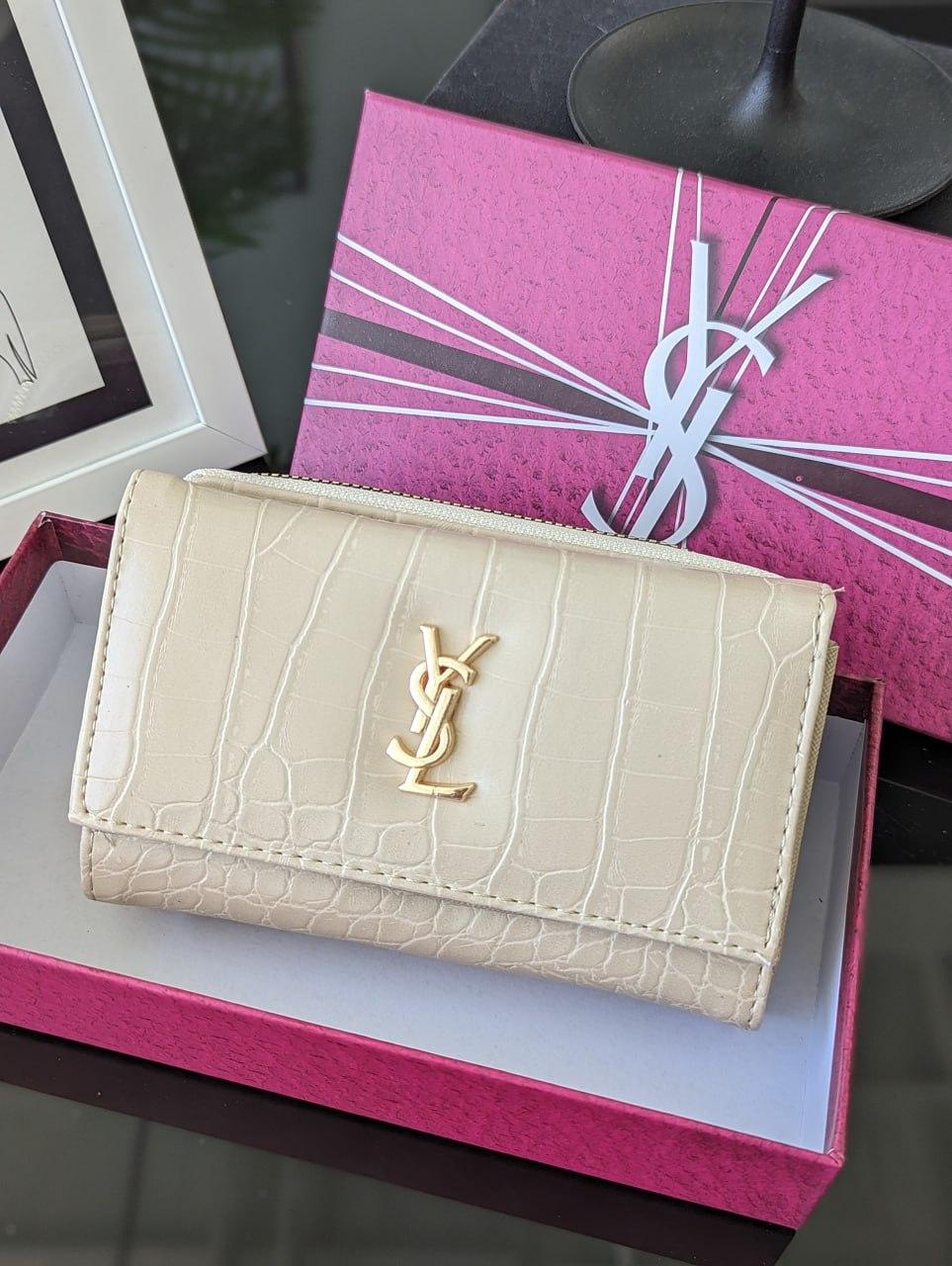 Жіночий гаманець Saint laurent конверт рептилія — Ів Сен Лоран молочний, фото 1