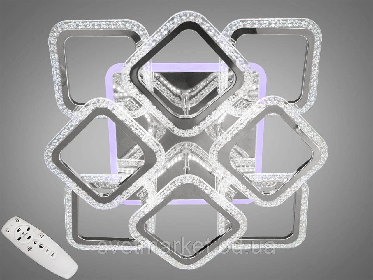 Стельова LED люстра з димером і підсвіткою AS8170/4+4HR LED 3color dimmer