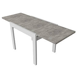 Стіл обідній розкладний "Корс" 178х69х75 см. Бетон, Білі ніжки