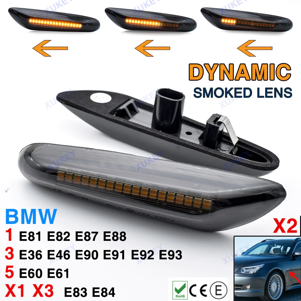 Динамический LED повторитель поворота в крылья BMW 3 E60 E61 E83, указатель поворота