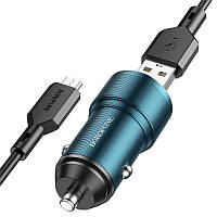 Автомобильное зарядное устройство Borofone BZ19A Wisdom QC3.0 metal 1USB 18W / 2.4A USB - Micro-USB 1 m