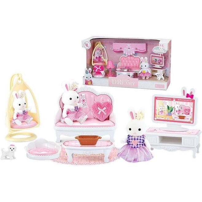 Набір меблів з фігуркою зайчика "Вітальня" (аналог Sylvanian Families) арт. 6619, фото 1