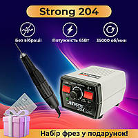 Фрезер для манікюру Strong 204 65W 35000 об/хв потужний професійний манікюрний фрейзер + набір фрез