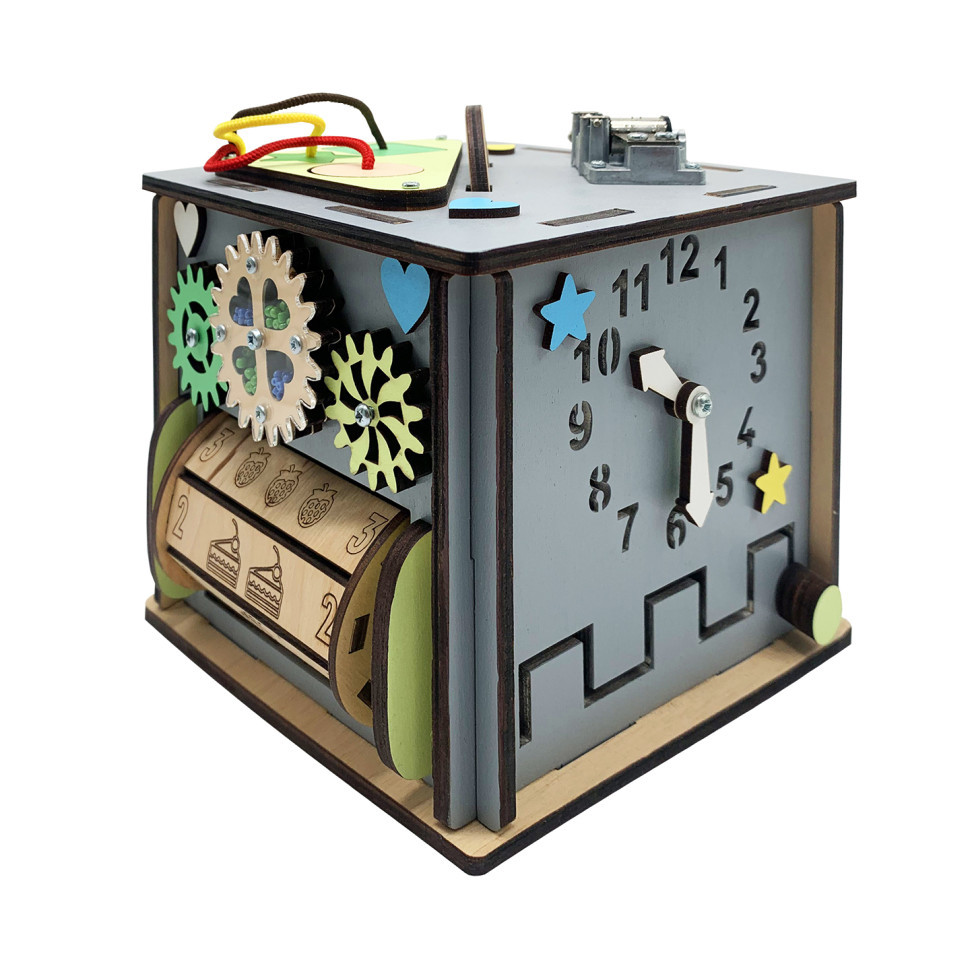 Розвивальна іграшка Бізікуб Temple Group TG158746 15х15х15 см Сірий, фото 1