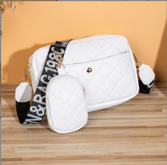 Сучасна жіноча біла сумка+гаманець через плече з екошкіри, модна трендова жіноча сумочка для дівчини.