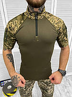 Тактичексая рубашка убакс Logos с коротким руквом пиксель Футболка военная убакс потоотводящая пиксель