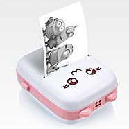 Портативний дитячий принтер JETIX Mini printer з термодруком Pink +5 рулонів самоклейної термопапери, фото 2