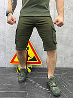 Тактические удлиненные шорты стрейч котон олива Армейские летние шорты олива Мужские камуфляжные шорты