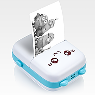 Портативний термопринтер JETIX Mini printer Blue +5 рулонів самоклейної термопапери, фото 2
