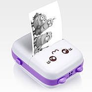 Портативний термопринтер JETIX Mini printer (Purple)  ⁇  Принтер із двома рулонами термопаперу в комплекті, фото 2