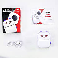 Портативний дитячий принтер JETIX Mini printer з термодруком (Purple) + 5 рулонів термопаперу в комплекті, фото 2