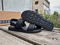 Мужские кожаные сандалии босоножки Affinity 4204-11 на липучке черные