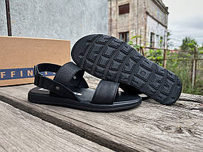 Чоловічі шкіряні сандалії босоніжки Affinity 4204-11 на липучці чорні
