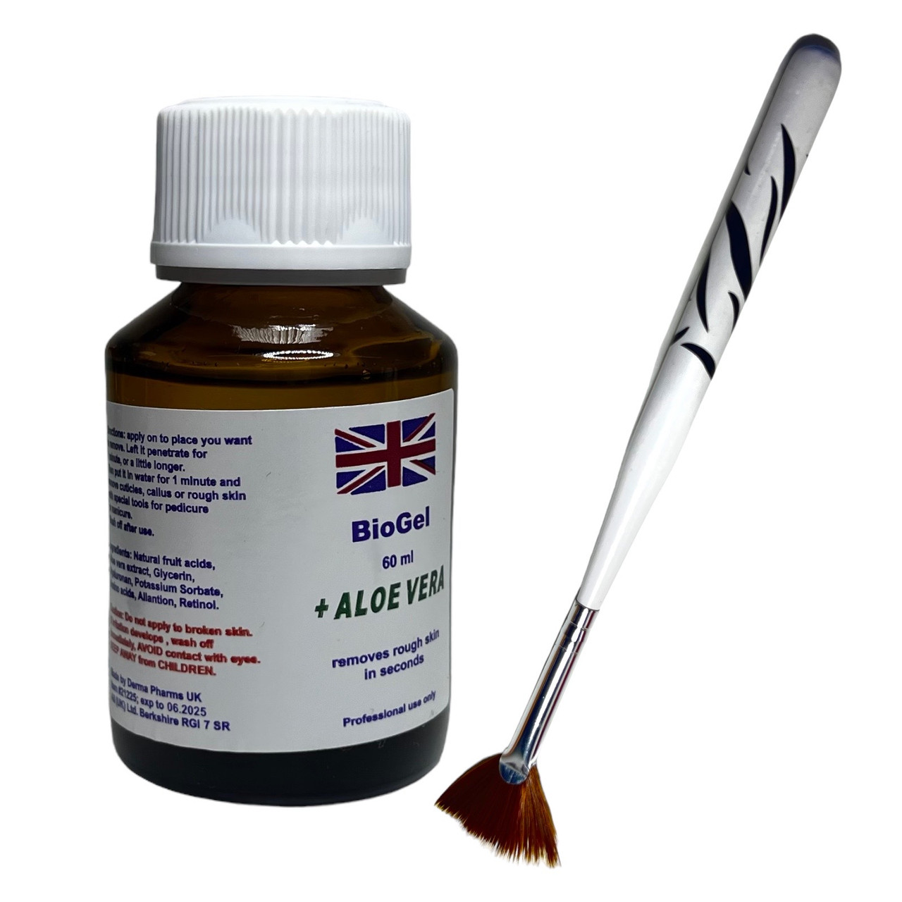 Ремувер для педикюру BioGel (алое вера), 60 мл і пензлик для нанесення