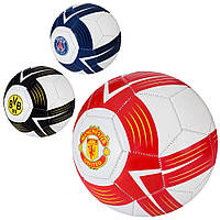 Мяч футбольный размер 5, ПВХ 1,8мм, 300г, 3 вида (клубы), EV-3354
