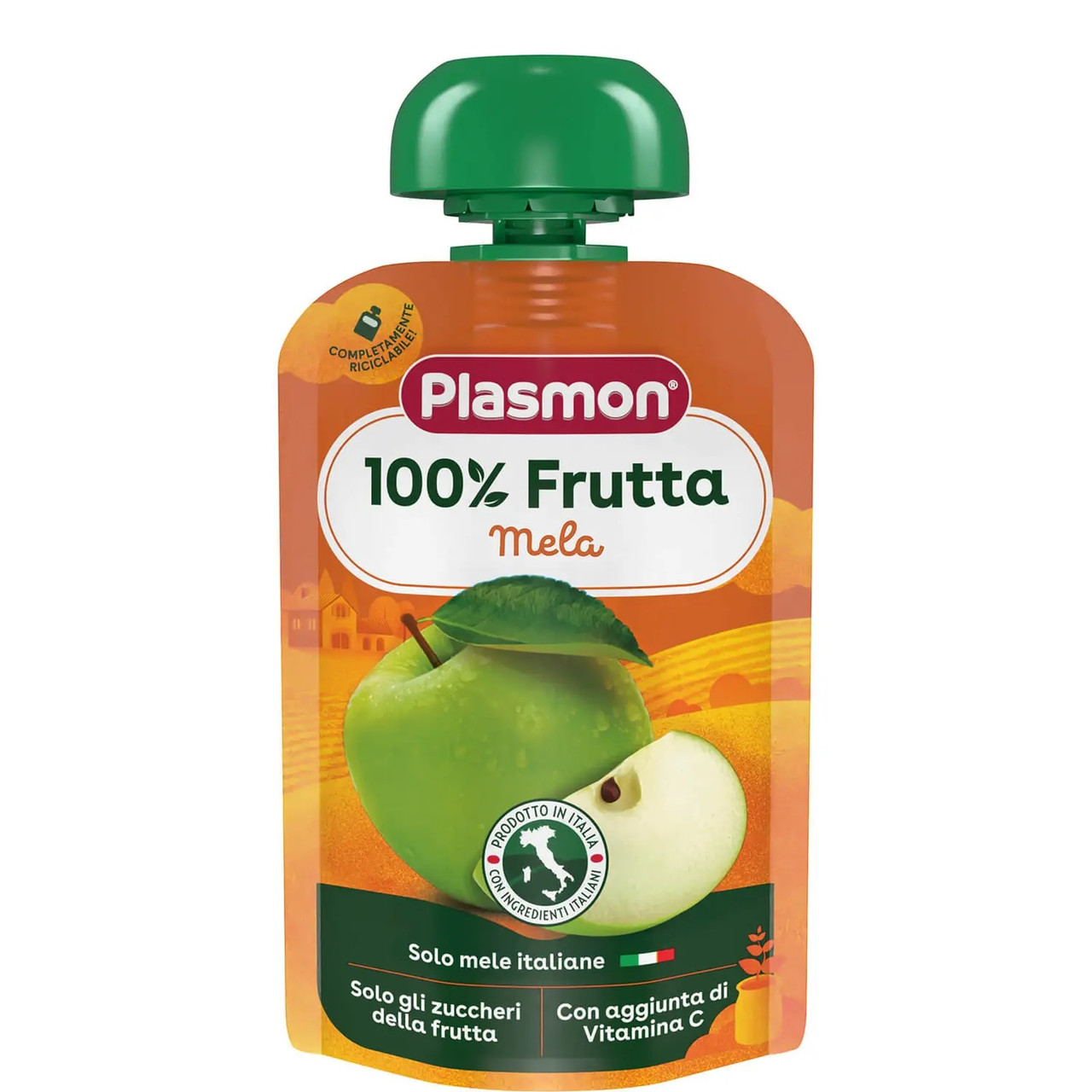 Пюре пауч  з яблук з вітаміном С Plasmon 100г, фото 1