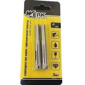 Свердло коронка для скла та кераміки — 6 мм, 2 шт. в пакованні (WERK)