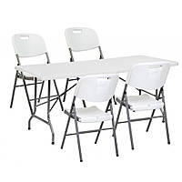 Стол складной туристический для пикника Bonro XZ 180 см + 4 белых складных стула Bonro Y53 (46000027)
