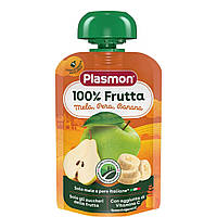 Пюре пауч з яблук, груш та бананів з вітаміном С Plasmon 100г