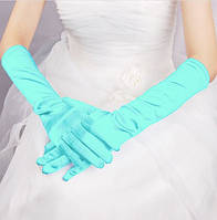Атласні світло-блакитні рукавички бірюзові