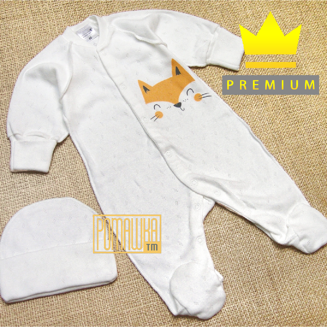 56 0-1 міс літній з дірочками чоловічок комбінезон з шапочкою костюмчик комплект на виписку з роддому 7022СР, фото 1