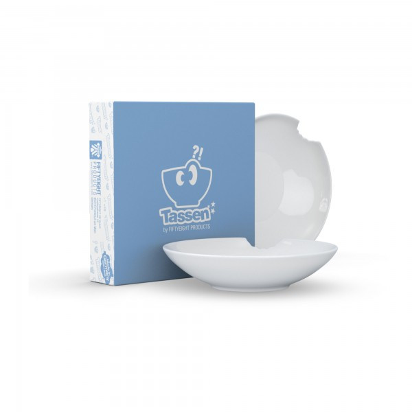 Фарфоровий набір із двох надкушених тарілок із серії емоційного посуду від Tassen діаметр 18 см, фото 1