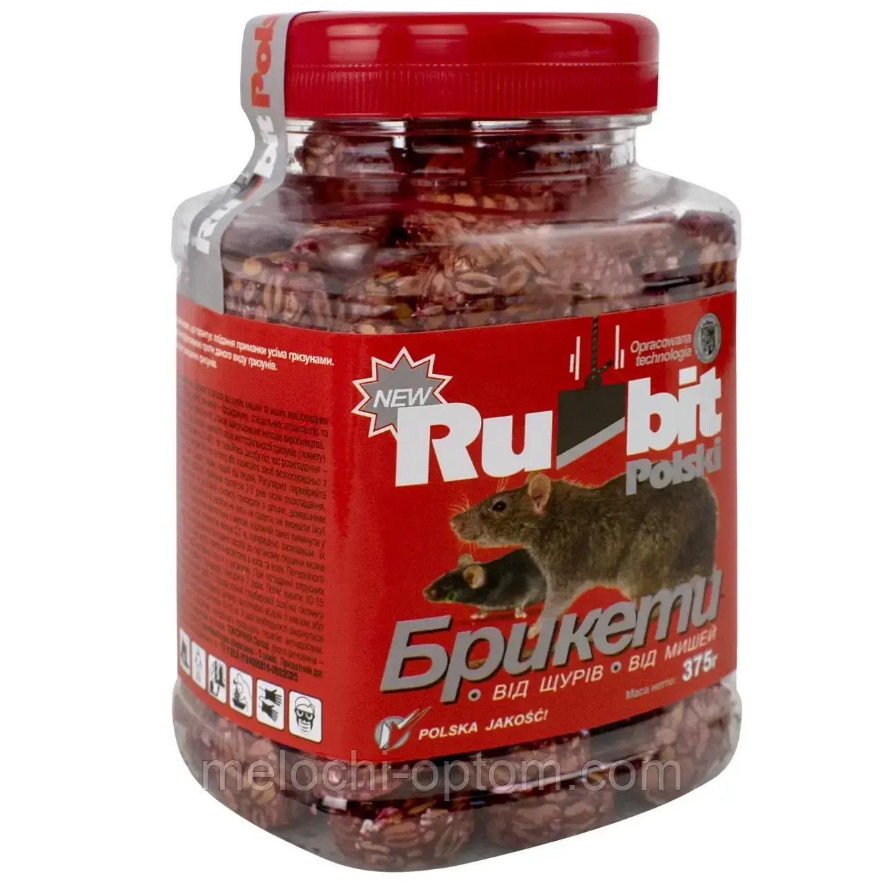 Парафінові брикети від щурів та мишей RUBIT POLSKI 375 г