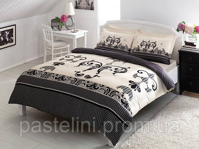 TAC Delux saten Jaden black євро комплект постільної білизни