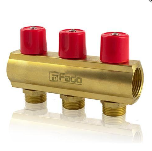 Балка колекторна з вентилями 1"Х3/4"/5 FADO, фото 1