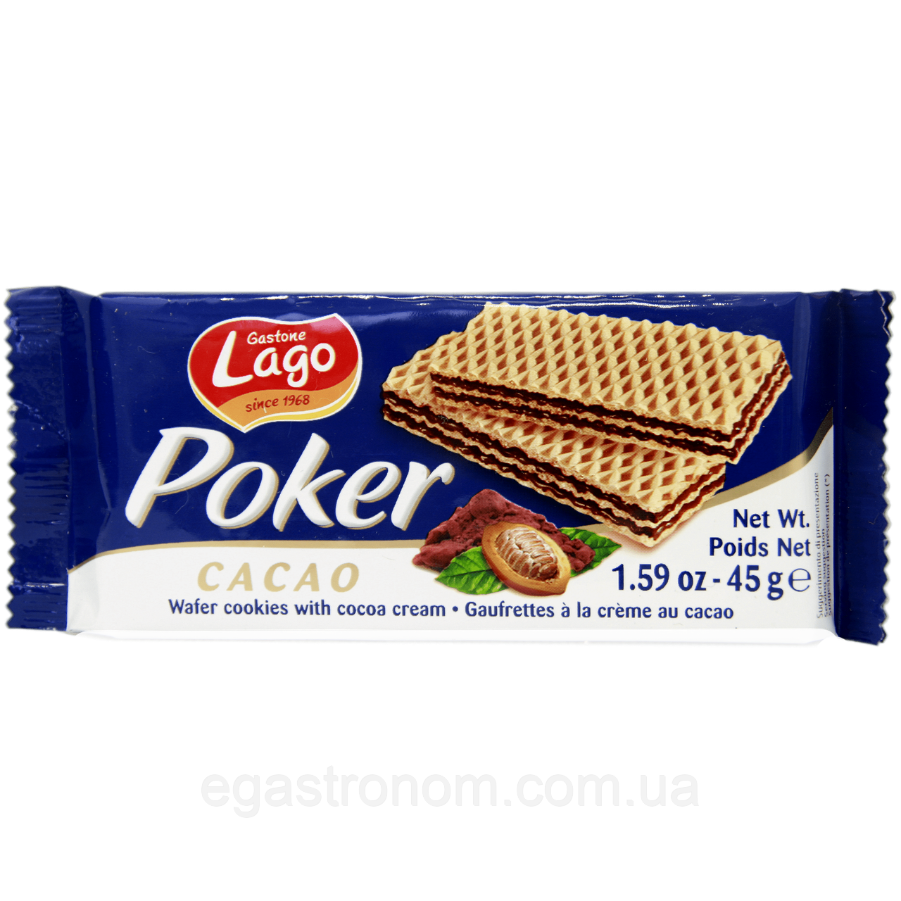 Вафлі шоколадним кремом Лаго Lago cacao 10*45g 80пач/ящ (Код: 00-00006402)