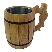 Пивний кухоль дерев'яний (дуб) 500 мл. Бочка Пивний келих.