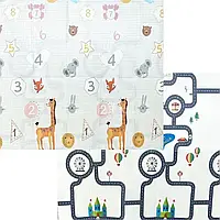 Детский игровой двухсторонний коврик Дорога машинка - Цифры животные 2 м*1,8 м толщина 1 см