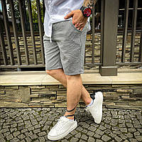 Мужские классические шорты серые лапка на лето брючные повседневные (G)