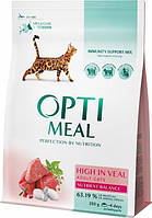 Сухой корм для взрослых кошек Optimeal со вкусом телятины 200 г