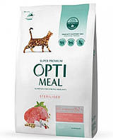 Сухой корм для стерилизованных кошек и кастрированных котов Optimeal с высоким содержанием говядины и сорго