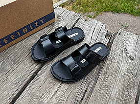 Чоловічі шкіряні шльопанці Affinity 3270-11 з регулюванням чорні