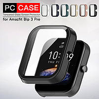 Захисний бампер із загартованим склом для смарт годинника Amazfit Bip 3/3Pro синій, фото 3