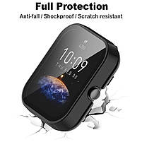 Захисний бампер із загартованим склом для смарт годинника Amazfit Bip 3/3Pro синій, фото 7