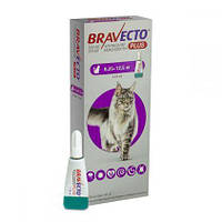 Капли на холку Bravecto PLUS spot-on от блох, клещей и глистов для кошек весом от 6,25 до 12,5 кг