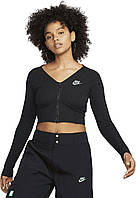 Олимпийка (мастерка) женская Nike W NSW LS TOP RIB SW черная FJ5220-010