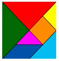 Деревянная цветная мозаика-головоломка Руди Танграм 16х16 см