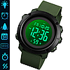 Годинник військовий зелений зелений водостійкий тактичний з підсвічуванням Skmei Army, водонепроникний годинник наручний, фото 3