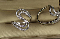 Кольцо Xuping Jewelry двойной зигзаг внахлест р 18 серебристое