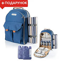 Набор для пикника - рюкзак Кемпинг Easy go на 4 персоны (термосумка + посуда + коврик)