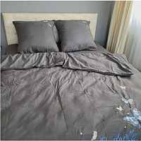 Комплект постельного белья из сатина двуспальный размер темно серого цвета