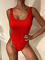 Женский совместный купальник жатка Beach Bikini красный