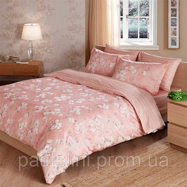 TAC saten delux Shadow pembe євро комплект постільної білизни