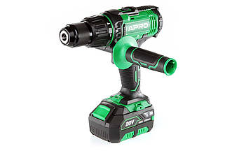 Аккумуляторний шуруповерт Apro 20HDK (артикул 895037) з ударним режимом і безключевим патроном, 60 Нм, 21+1 режимів.