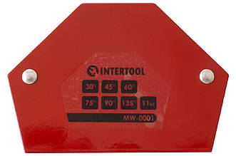 Магнітний тримач для зварювання Intertool MW-0001, 11 кг, трапеція, 100×68×14 мм, кути 30°-135°
